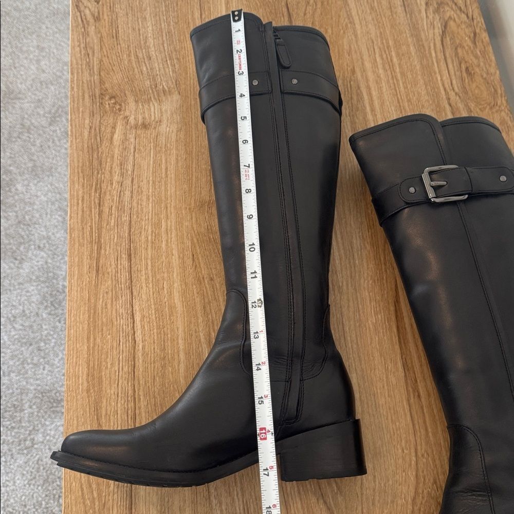 COLE HAAN Black Leather Knee-High Riding Boots Sleek Minimalist Casual Size 5.5 - Picture 7 of 12